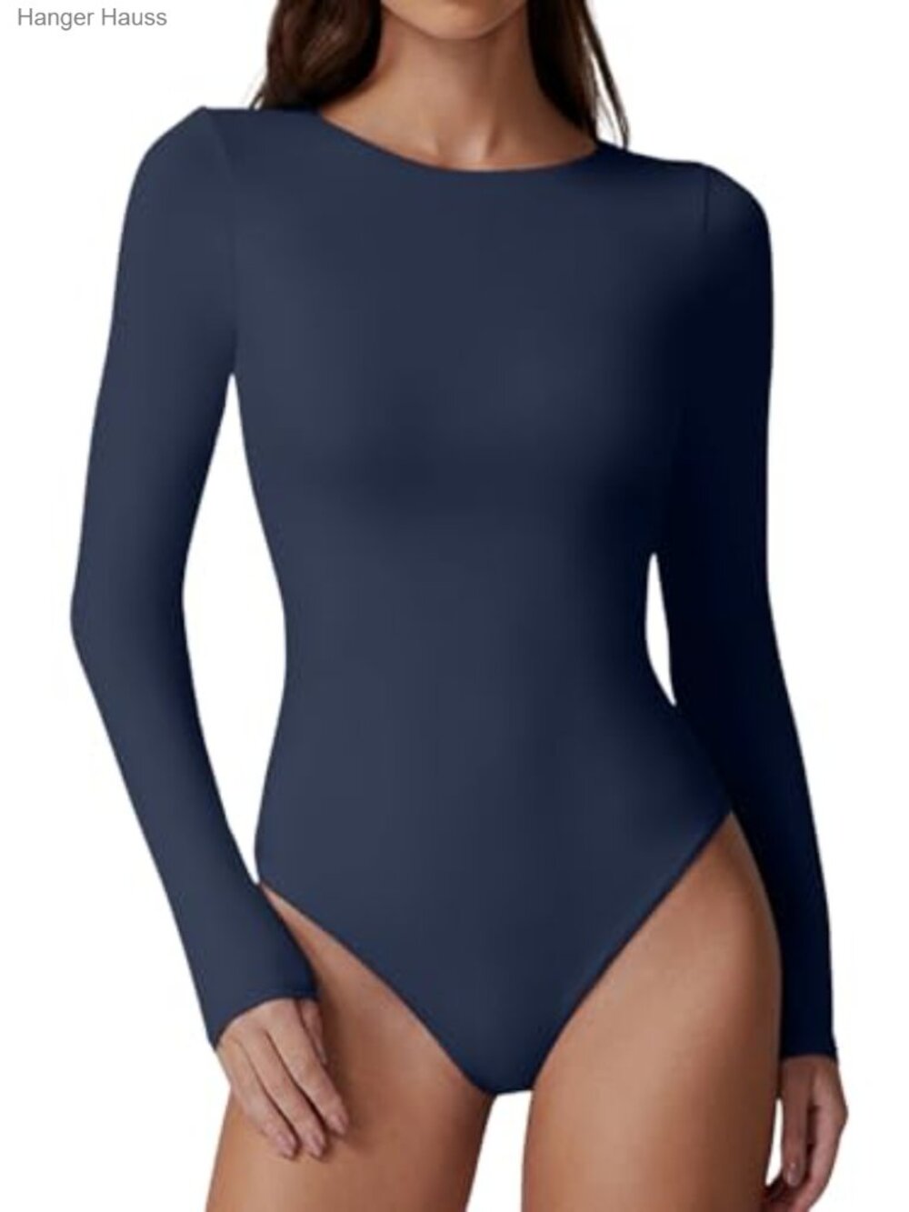 Crew Neck Long Sleeve Bodysuit Double Lined Basic T-Shirt Top